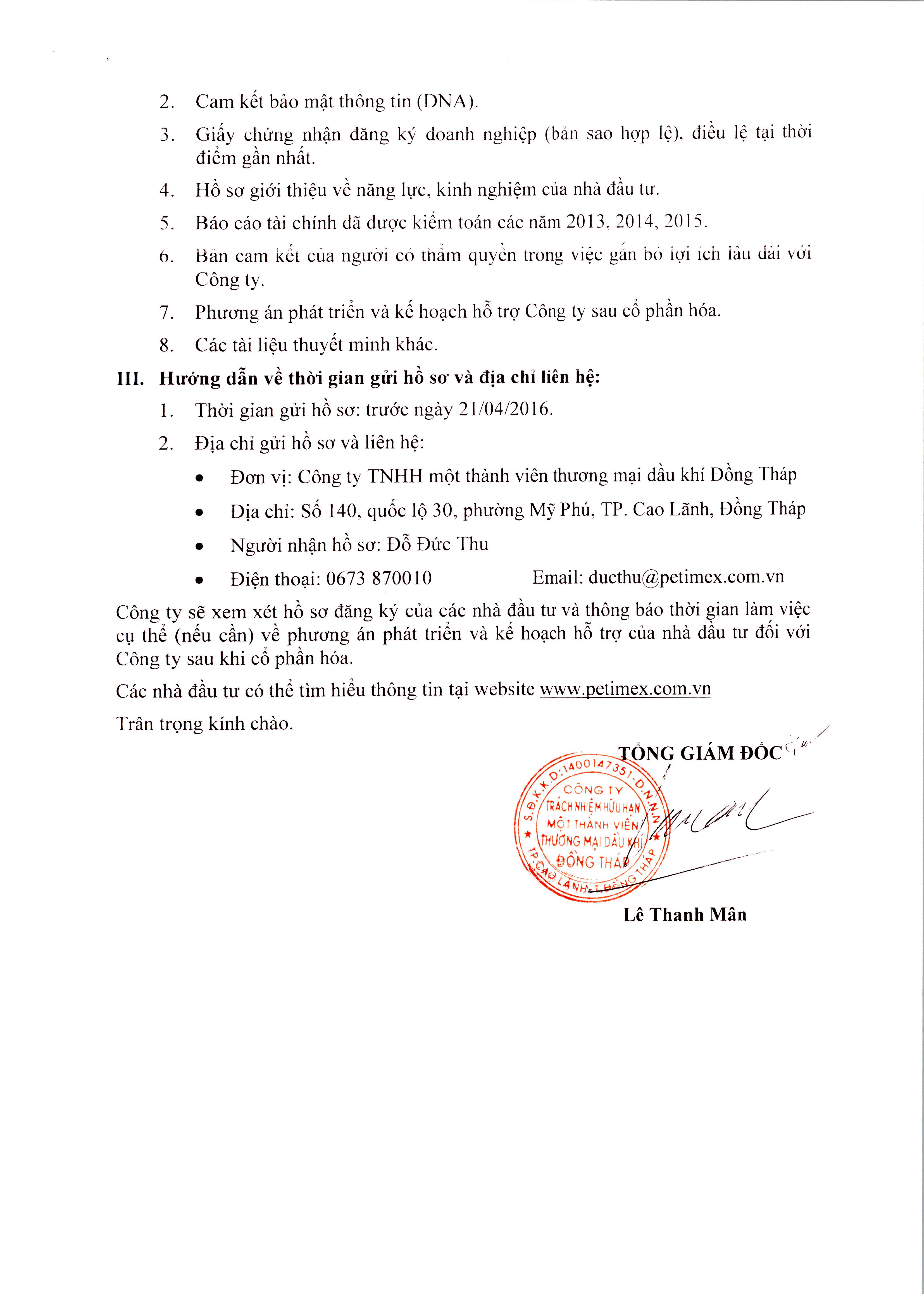 PETIMEX CỔ PHẦN HÓA DOANH NGHIỆP (12/04/2016)